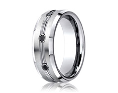 Cobaltchrome  7.5mm Comfort-Fit  3-Stone Black Diamond Design Ring (.20ct) 11555CO